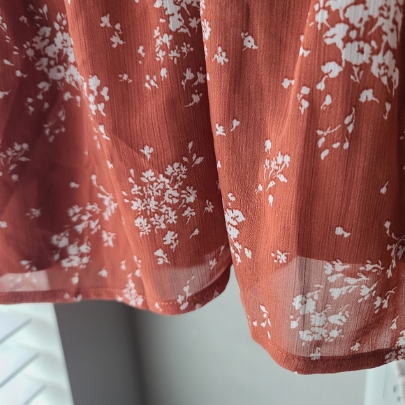 Inspired Hearts Plus Size 2X  Boho Flowy Tiered Sheer Ditsy Floral Summer Dress - Picture 11 of 14